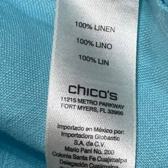 Chicos Womens Size 3 Cropped Linen Trench Jacket Light Blue Adjustable Sleeves - Picture 8 of 13